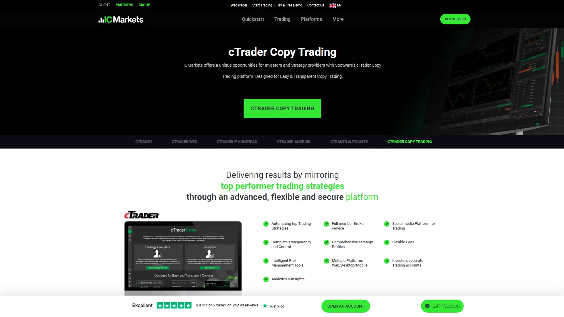 IC Markets recenzia – cTrader Kopírovanie dostupné na IC Markets