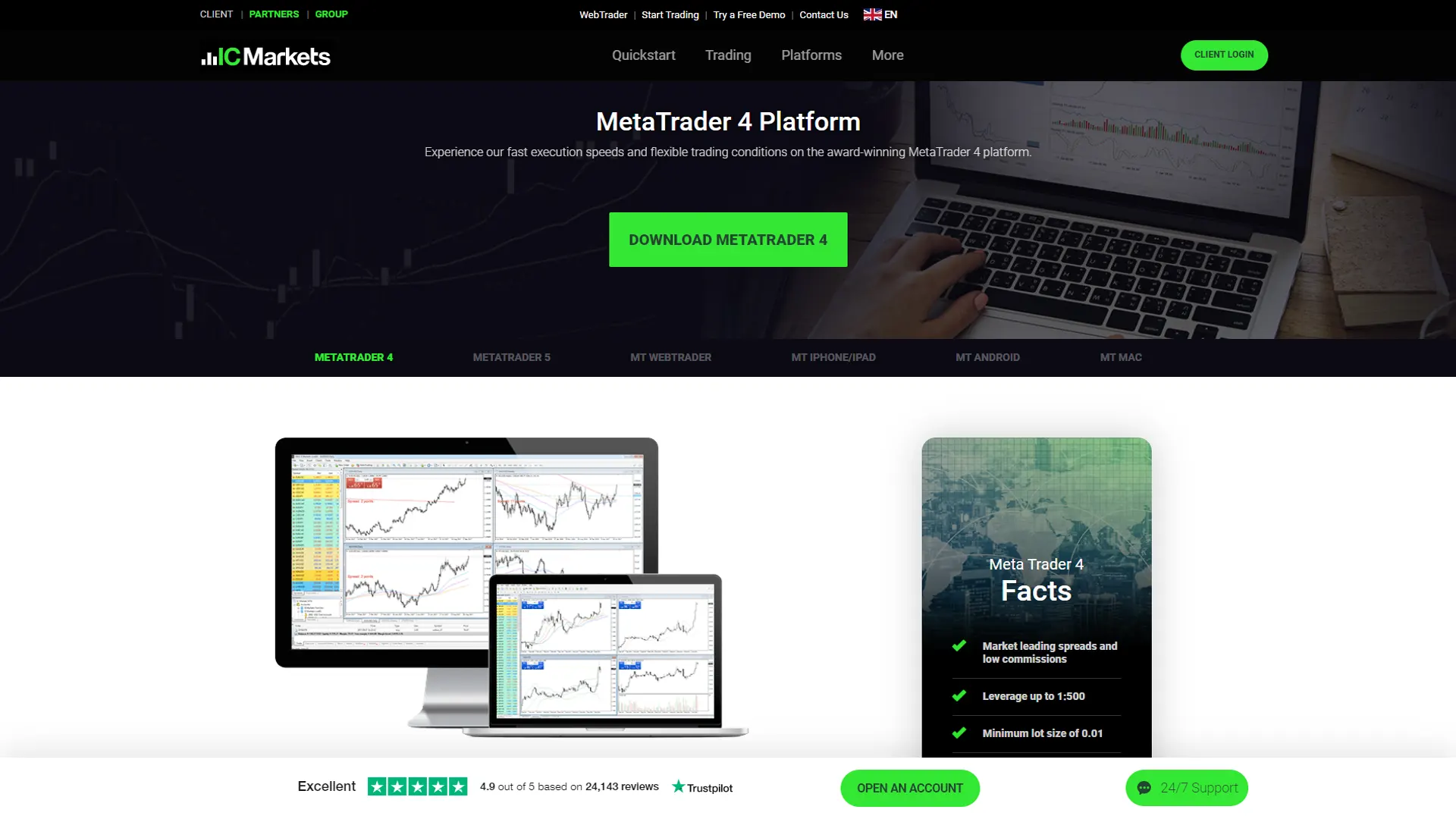 IC Markets recenzia – IC Markets MetaTrader 4 (MT4)
