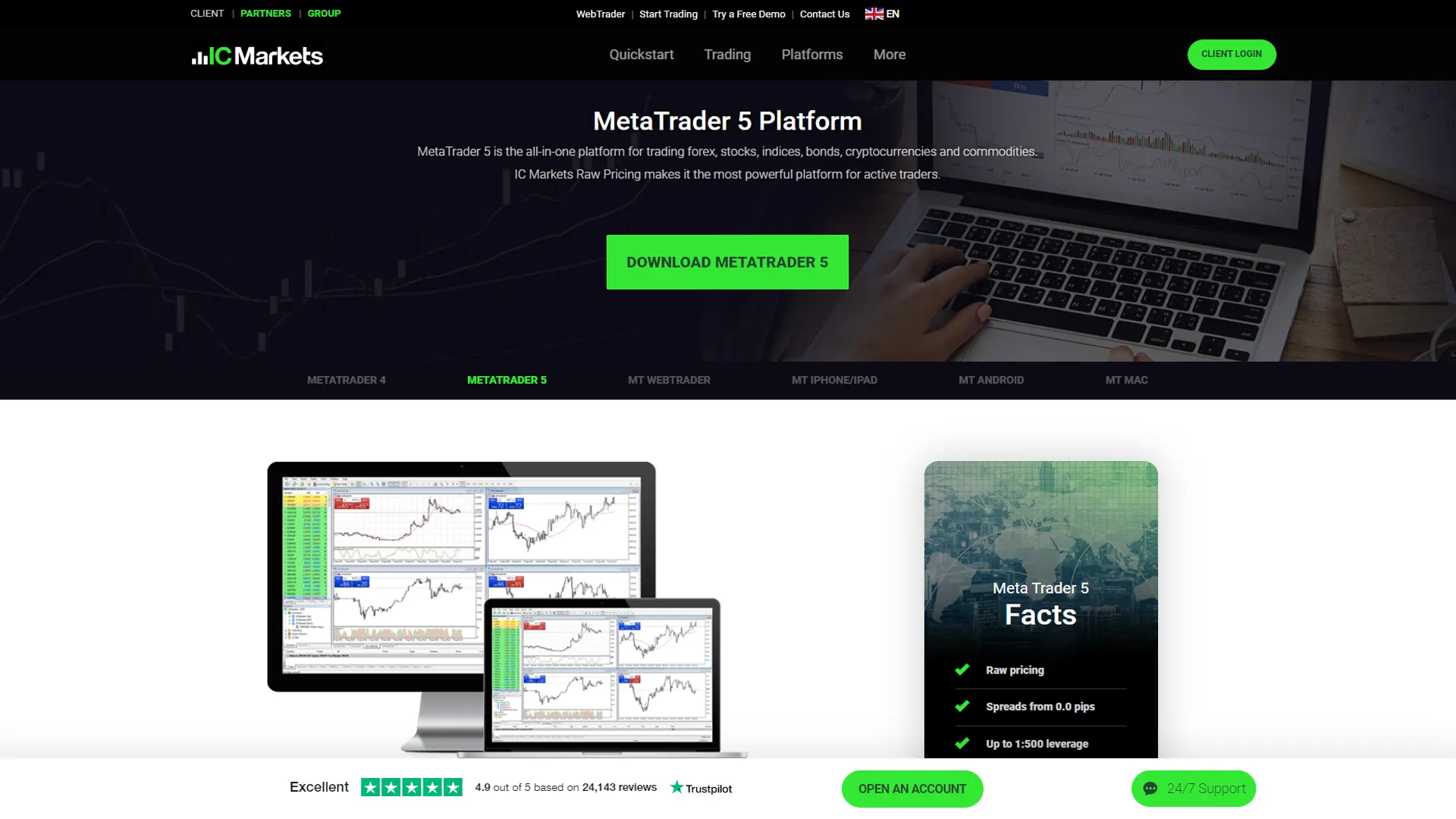 IC Markets recenzia – IC Markets MetaTrader 5 (MT5)