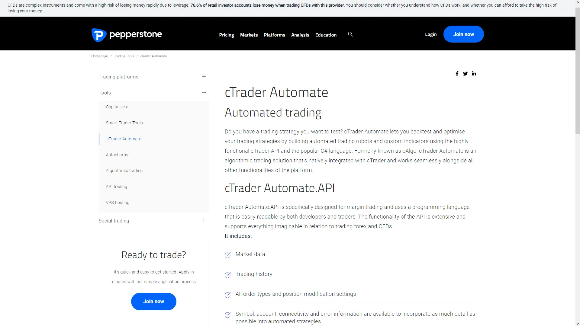 Pepperstone recenzia – cTrader Automate k dispozícii na Pepperstone