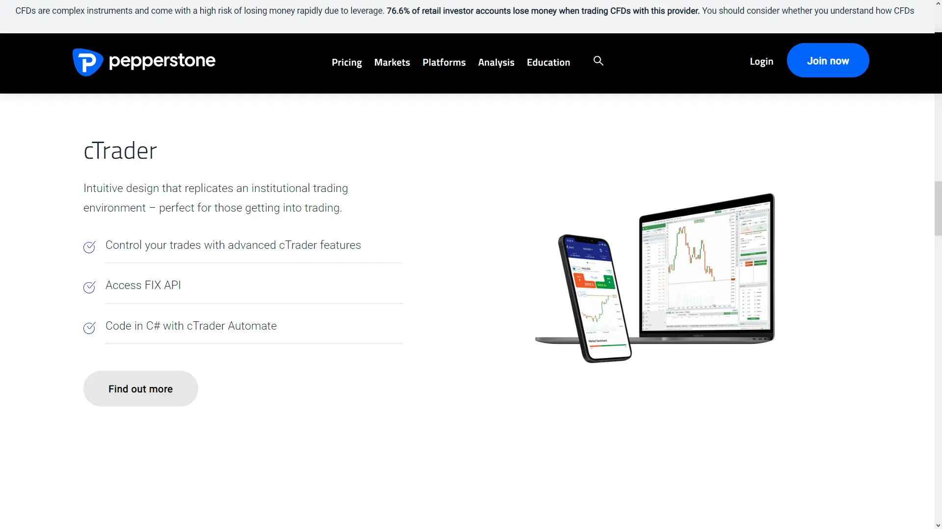 Pepperstone recenzia – Platforma cTrader Premium pre grafické a manuálne obchodovanie dostupná na Pepperstone