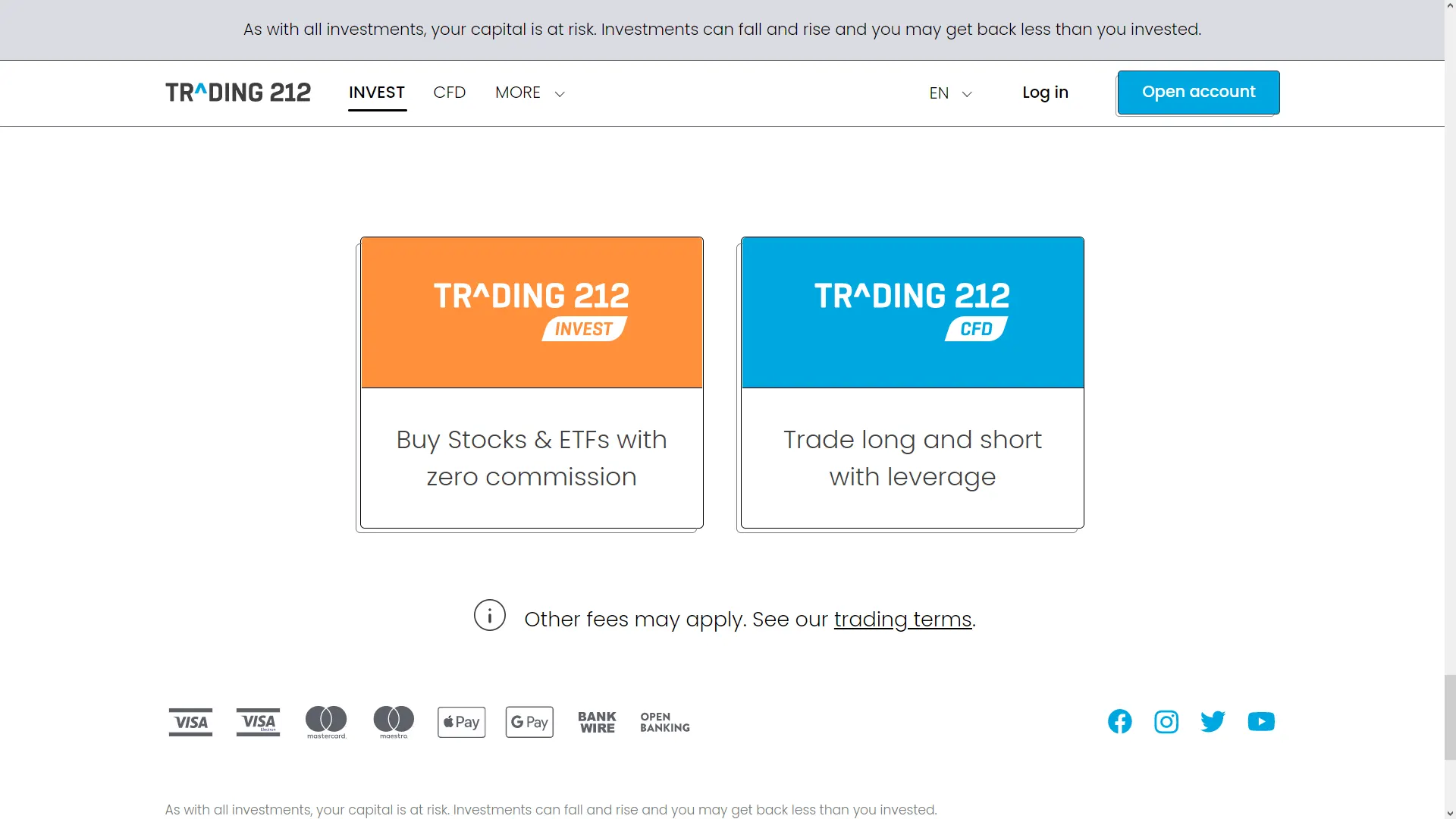 Trading 212 recenzia – Prepínanie medzi Trading 212 Invest a obchodným účtom CFD
